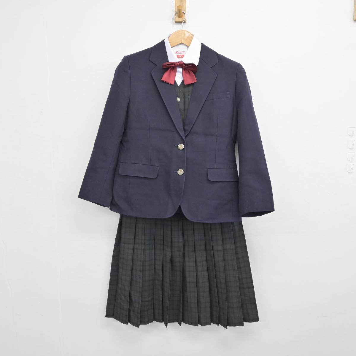 【中古】兵庫県 神戸市立長田中学校 女子制服 5点（ブレザー・シャツ・ベスト・スカート）sf031026