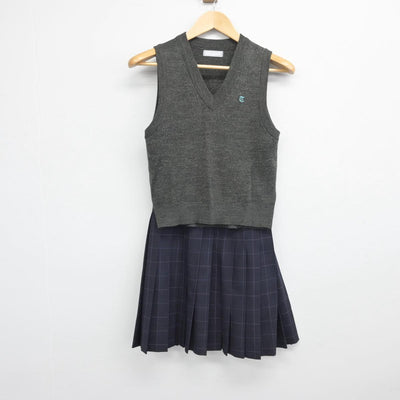 【中古】大阪府 大阪府立高石高等学校 女子制服 2点（ニットベスト・スカート）sf031039