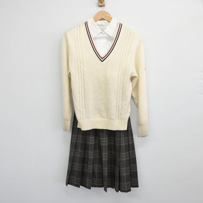 【中古】埼玉県 大宮商業高等学校 女子制服 3点（シャツ・ニット・スカート）sf031076