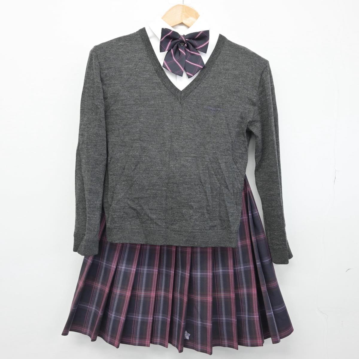 【中古】埼玉県 秋草学園高等学校 女子制服 5点（ブレザー・シャツ・ニット・スカート）sf031084