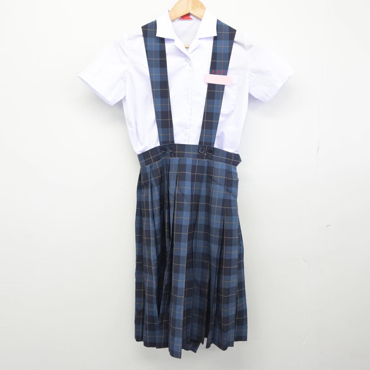 【中古】福岡県 志免中学校 女子制服 3点（シャツ・シャツ・ジャンパースカート）sf031109