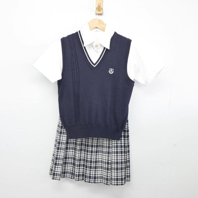 【中古】栃木県 宇都宮短期大学附属中学・高等学校 女子制服 3点（ニットベスト・シャツ・スカート）sf031131