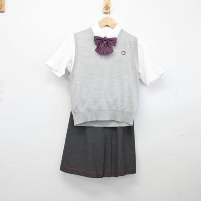 【中古】東京都 桜美林中学校 女子制服 5点（シャツ・ニットベスト・スカート）sf031164