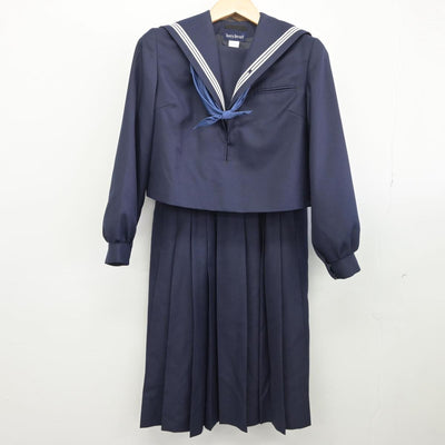 【中古】福岡県 香椎高等学校 女子制服 3点（セーラー服・ジャンパースカート）sf031192