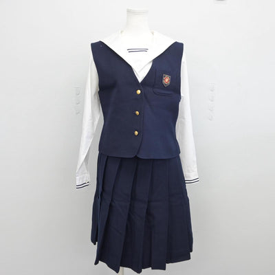 【中古】岡山県 就実高等学校 女子制服 5点（ブレザー・ベスト・セーラー服・スカート）sf031233