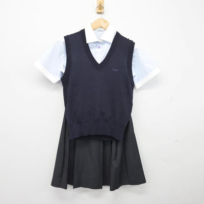 【中古】京都府 平安女学院高等学校 女子制服 3点（ニットベスト・シャツ・スカート）sf031303