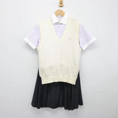 【中古】京都府 平安女学院高等学校 女子制服 3点（ニットベスト・シャツ・スカート）sf031304