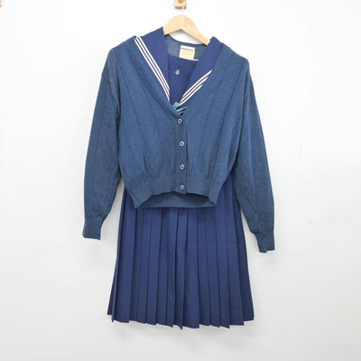 【中古】愛知県 淑徳高等学校 女子制服 4点（セーラー服・ニット・スカート）sf031343