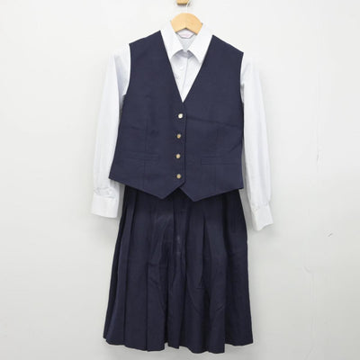 【中古】秋田県 能代高等学校 女子制服 4点（ブレザー・シャツ・ベスト・スカート）sf031388