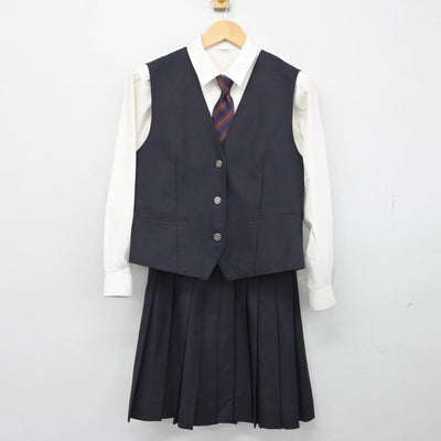 【中古】岡山県 倉敷青陵高等学校 女子制服 5点（ブレザー・シャツ・ベスト・スカート）sf031400