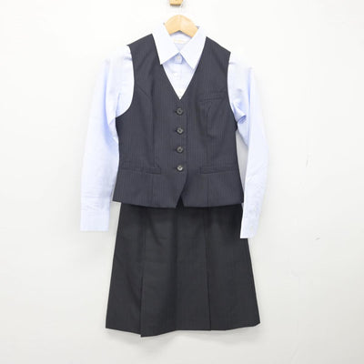 【中古】 事務服 女子制服 3点（ベスト・シャツ・スカート）sf031409