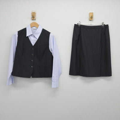 【中古】 事務服 女子制服 3点（ベスト・シャツ・スカート）sf031411