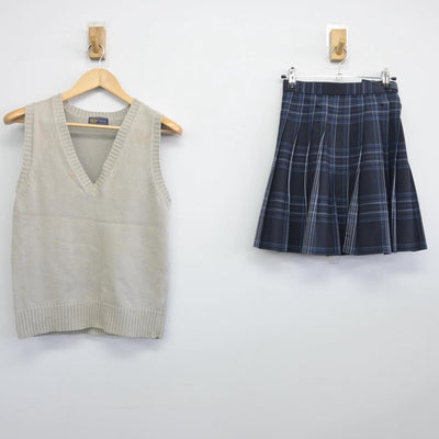 【中古】大阪府 住吉高等学校 女子制服 2点（ニットベスト・スカート）sf031465