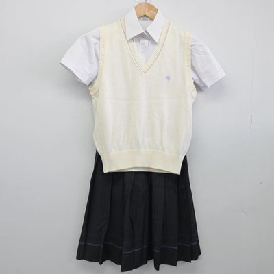 【中古】大阪府 東大谷高等学校 女子制服 4点（シャツ・ニットベスト・スカート）sf031468