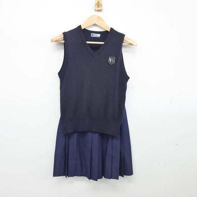 【中古】京都府 京都女子中学校・高等学校 女子制服 2点（ニットベスト・スカート）sf031530