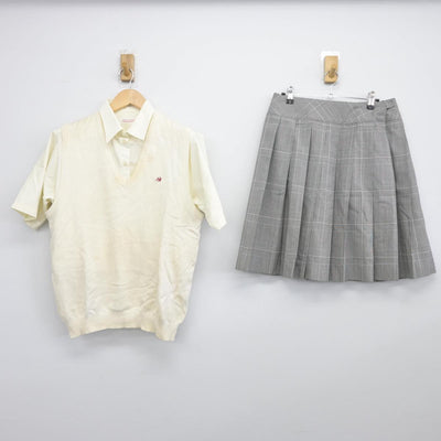 【中古】東京都 日大明誠高等学校 女子制服 3点（ニットベスト・シャツ・スカート）sf031633