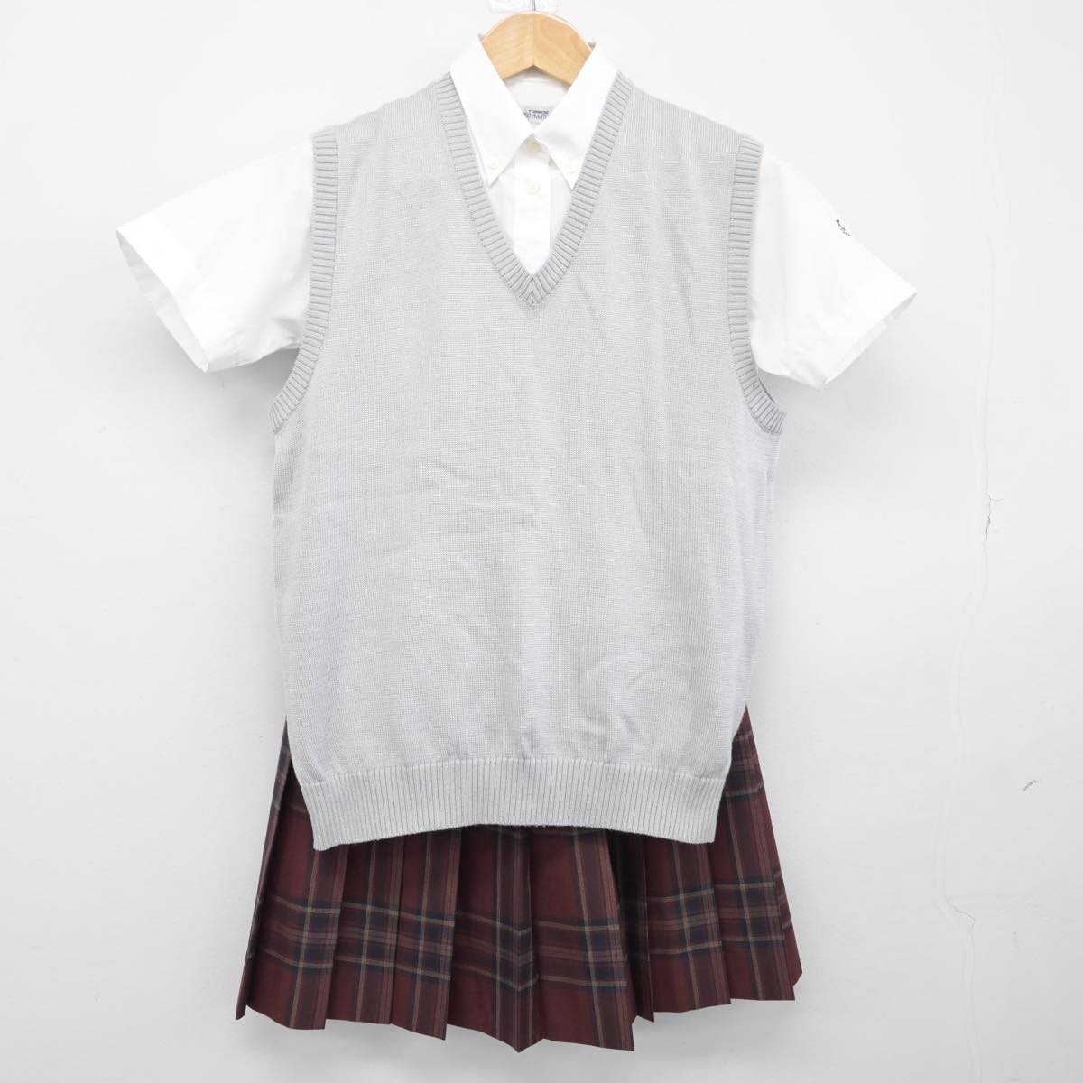 【中古】東京都 帝京中学校 女子制服 5点（ベスト・シャツ・シャツ・スカート）sf031665