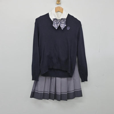 【中古】兵庫県 神戸野田高等学校 女子制服 5点（ブレザー・シャツ・ニット・スカート）sf031673