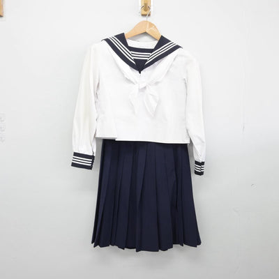 【中古】広島県 比治山女子高等学校 女子制服 4点（セーラー服・ニット・スカート）sf031681