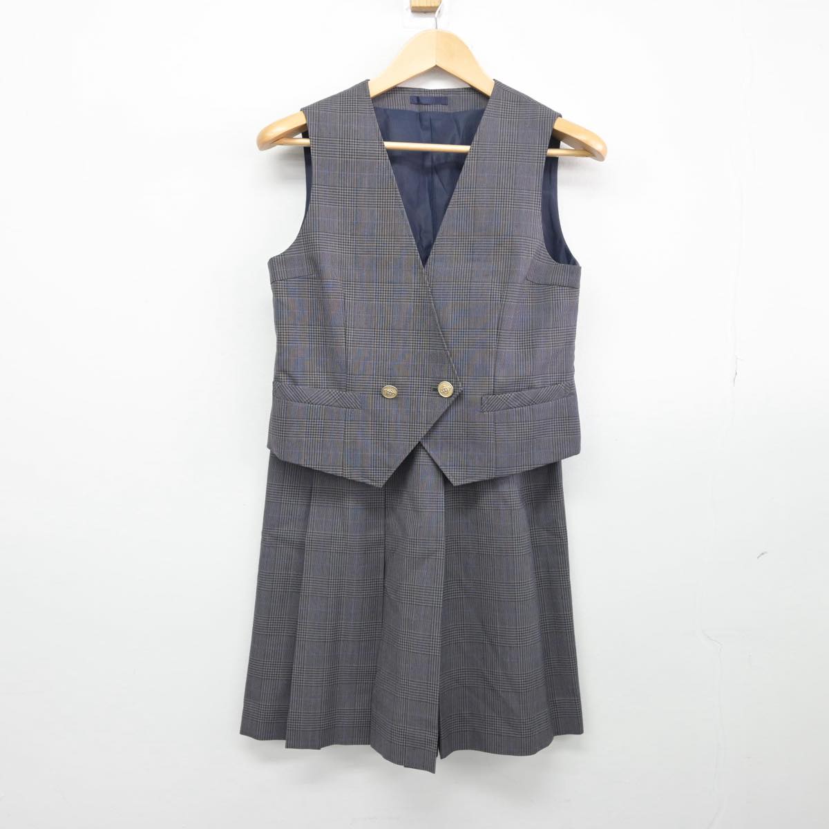 【中古】神奈川県 海老名中学校 女子制服 2点（ベスト・スカート）sf031690