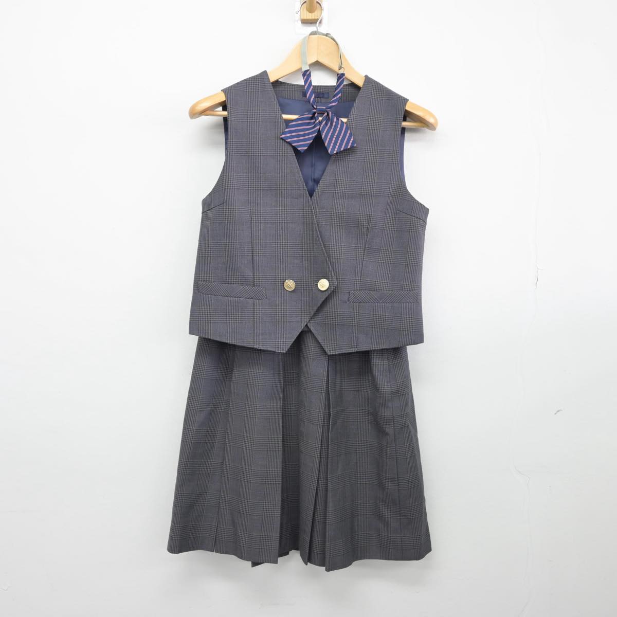 【中古】神奈川県 海老名中学校 女子制服 4点（ブレザー・ベスト・スカート）sf031692