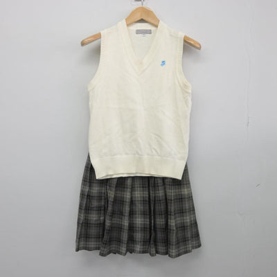 【中古】埼玉県 淑徳与野中学校 女子制服 2点（ニットベスト・スカート）sf031700