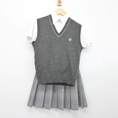 【中古】埼玉県 埼玉栄高等学校 女子制服 3点（ニットベスト・シャツ・スカート）sf031722