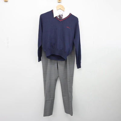 【中古】愛知県 名古屋経済大学市邨高等学校 男子制服 6点（ブレザー・ニット・シャツ・ズボン）sf031773