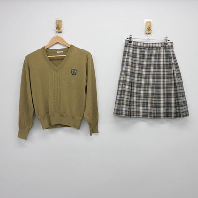 【中古】東京都 錦城高等学校 女子制服 2点（ニット・スカート）sf031791