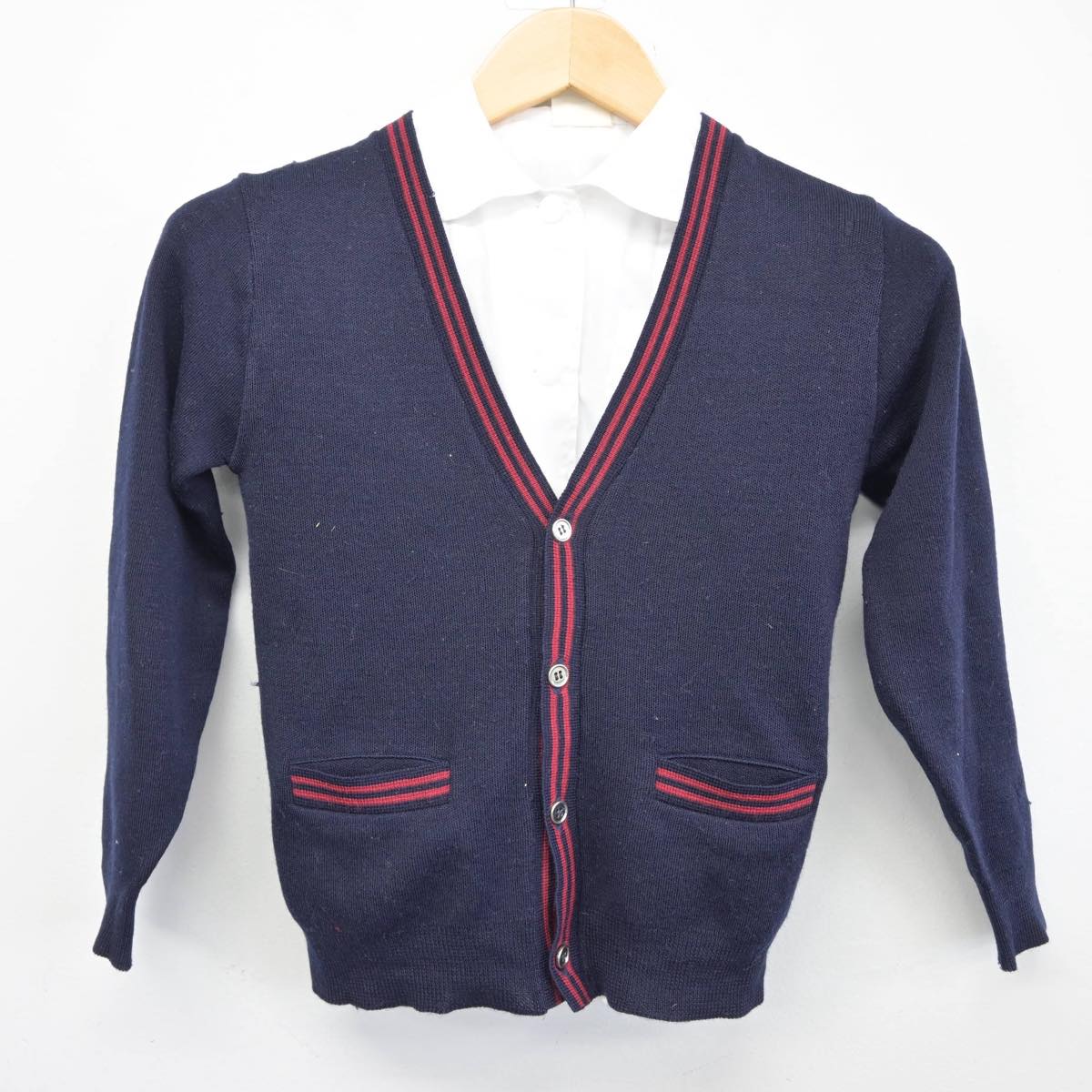 【中古】東京都 国立学園小学校 女子制服 2点（ニット・シャツ）sf031806