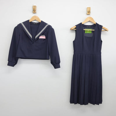 【中古】福岡県 香椎第一中学校 女子制服 2点（セーラー服・ジャンパースカート）sf031844