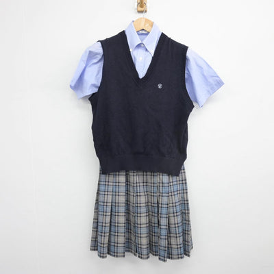 【中古】東京都 東京都立千早高等学校 女子制服 4点（シャツ・ニットベスト・スカート）sf031876