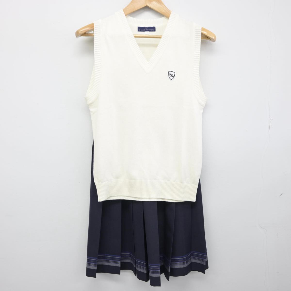 【中古】山口県 野田学園高等学校 女子制服 4点（ニットベスト・ニットベスト・スカート）sf031976