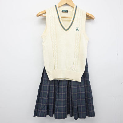 【中古】大阪府 大阪薫英女学院中学校 女子制服 2点（ニットベスト・スカート）sf031980