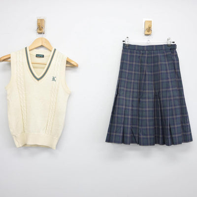 【中古】大阪府 大阪薫英女学院中学校 女子制服 2点（ニットベスト・スカート）sf031980