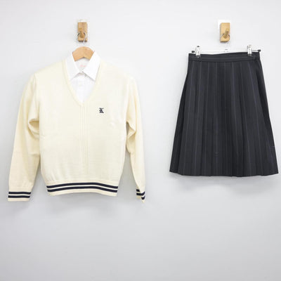 【中古】大阪府 大阪薫英女学院高等学校 女子制服 3点（ニットベスト・シャツ・スカート）sf031984