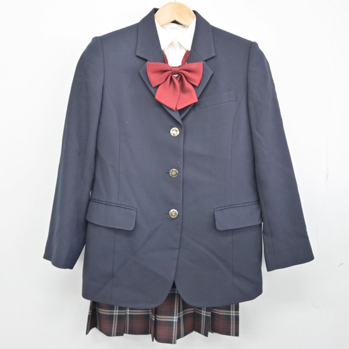 【中古】三重県 徳風高等学校 女子制服 6点（ブレザー・ニット・シャツ・スカート）sf031998