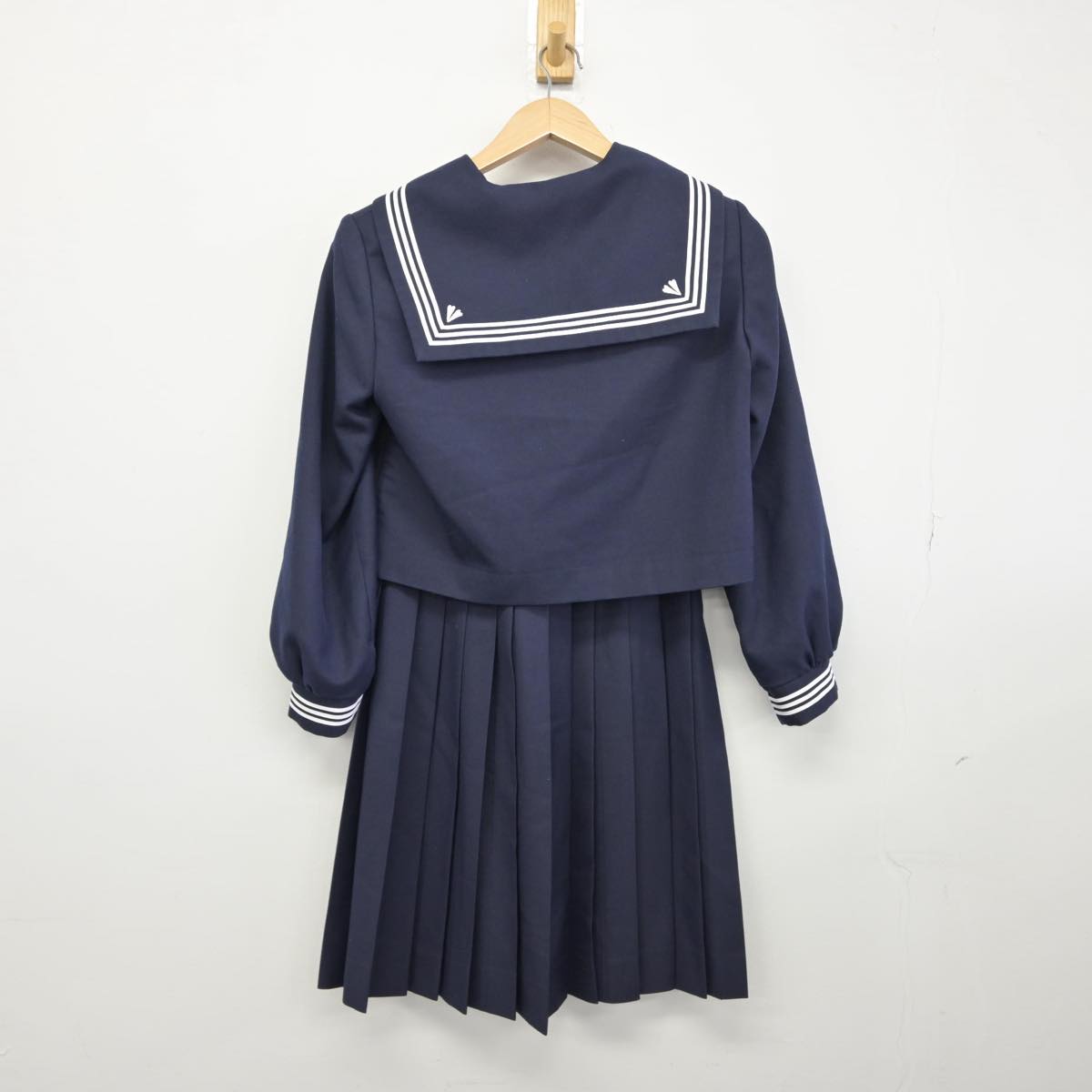 中古】茨城県 鉾田第二高等学校 女子制服 4点（セーラー服・ニット 