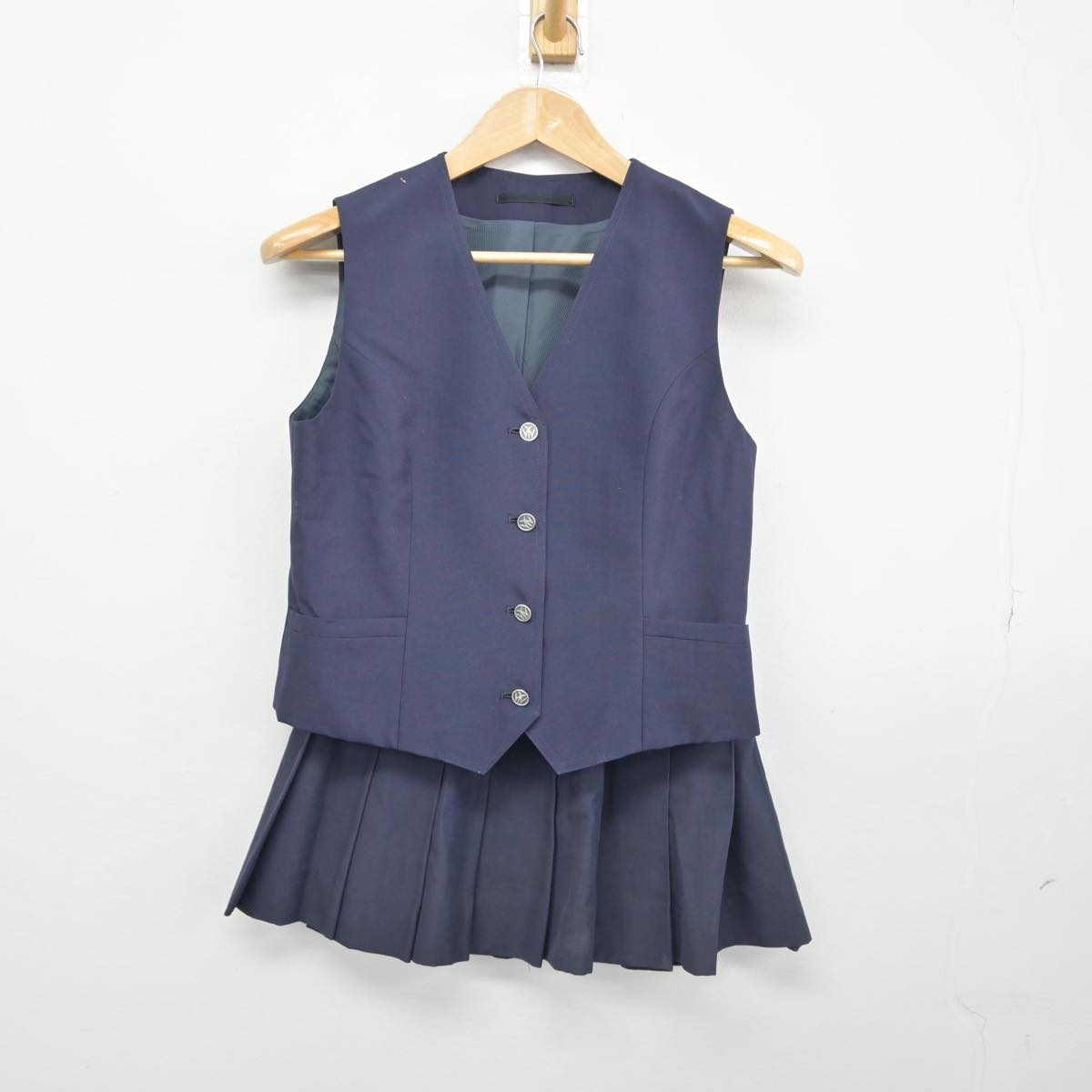 【中古】神奈川県 大和西高等学校 女子制服 2点（ベスト・スカート）sf032079