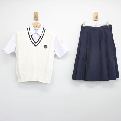 【中古】埼玉県 星野高等学校女子部 女子制服 3点（ニットベスト・シャツ・スカート）sf032122