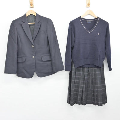 【中古】神奈川県 日本大学藤沢高等学校 女子制服 3点（ブレザー・ニット・スカート）sf032154