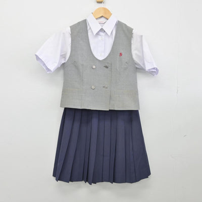 【中古】茨城県 勝田第一中学校 女子制服 3点（ベスト・シャツ・スカート）sf032275