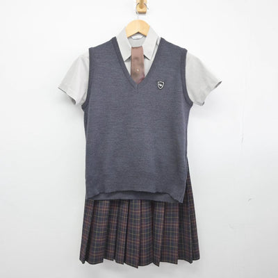 【中古】山口県 野田学園中学高等学校 女子制服 5点（ニットベスト・シャツ・スカート）sf032303