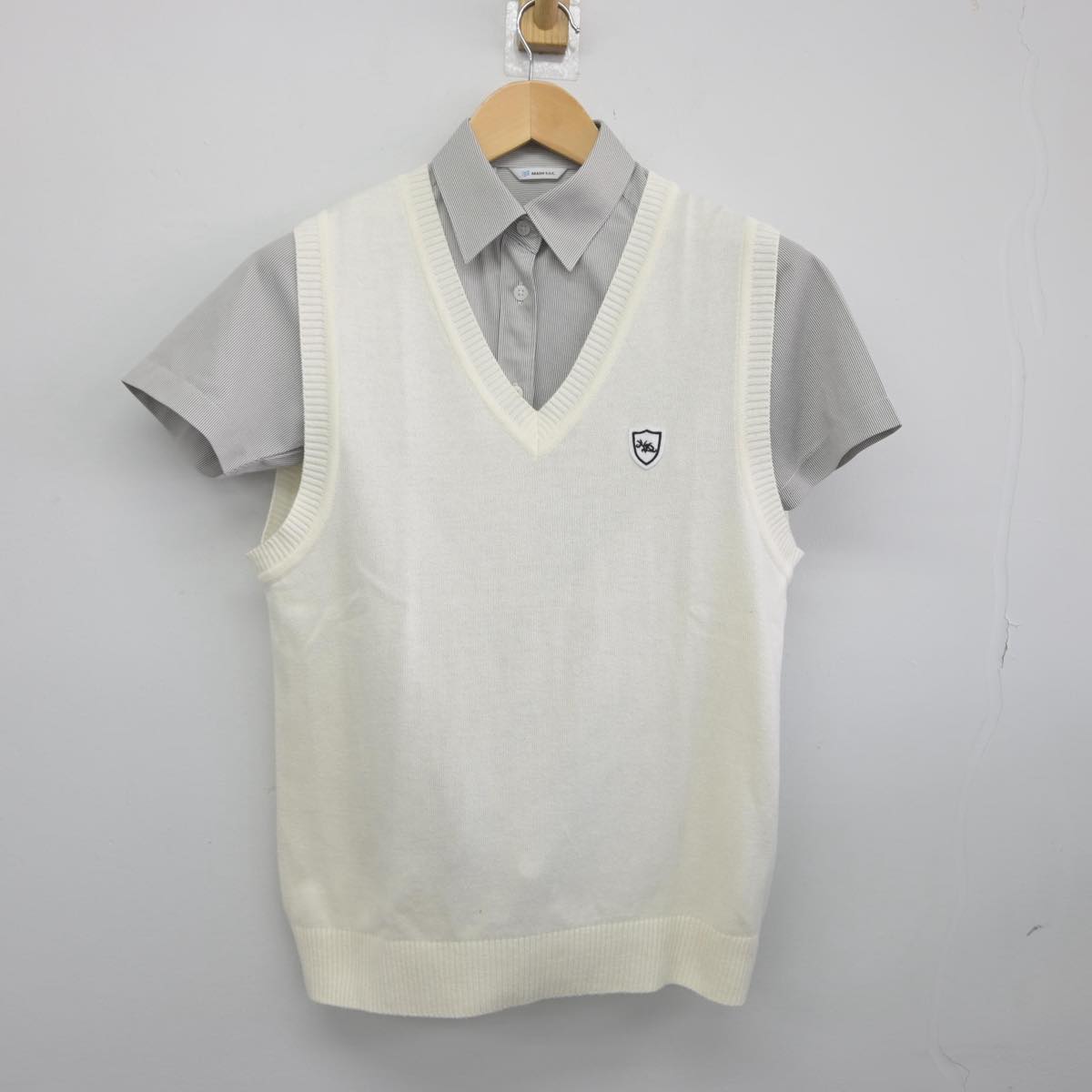 【中古】山口県 野田学園中学高等学校 女子制服 2点（ニットベスト・シャツ）sf032305