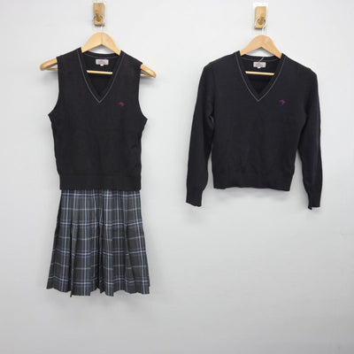 【中古】東京都 文華女子高等学校 女子制服 3点（ニット・ニットベスト・スカート）sf032369