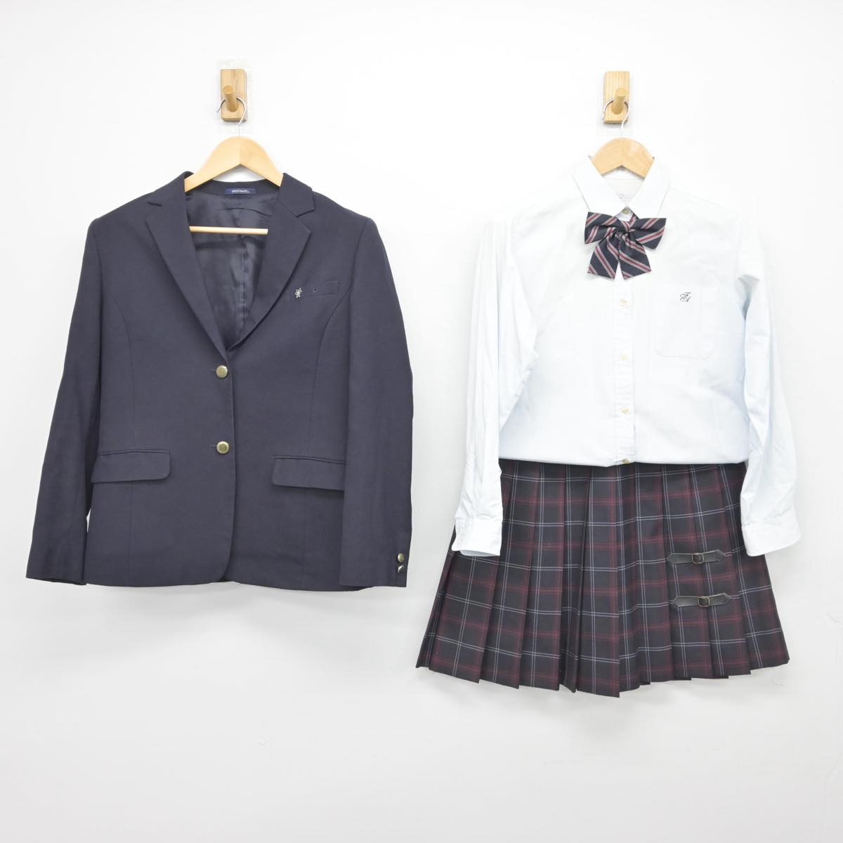 【中古】千葉県 船橋旭高等学校 女子制服 4点（ブレザー・シャツ・スカート）sf032393