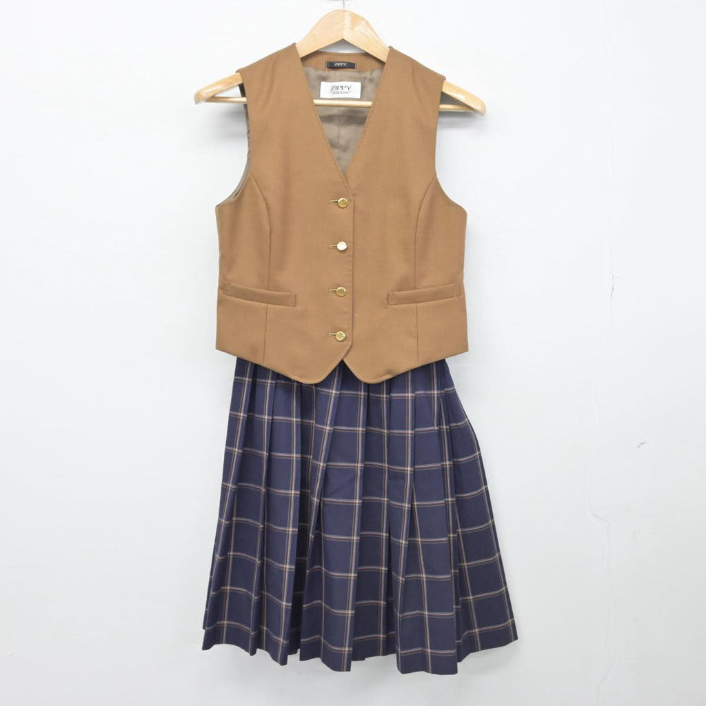 【中古】栃木県 作新学院高等学校 女子制服 2点（ベスト・スカート）sf032473