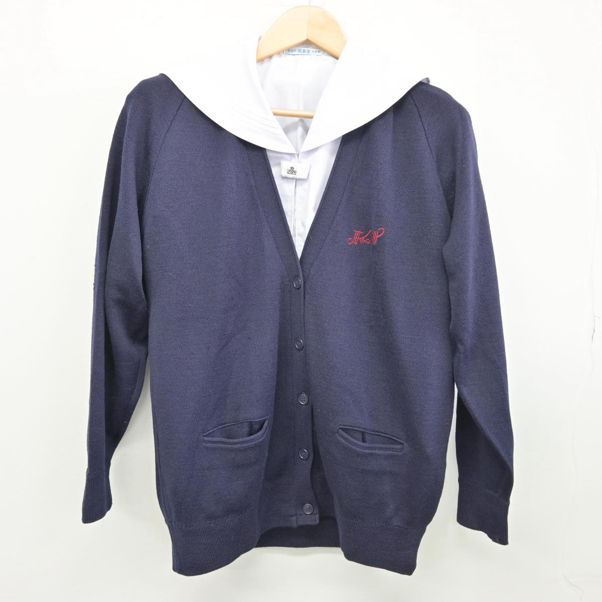 【中古】兵庫県 加古川東高等学校 女子制服 2点（セーラー服・ニット）sf032548