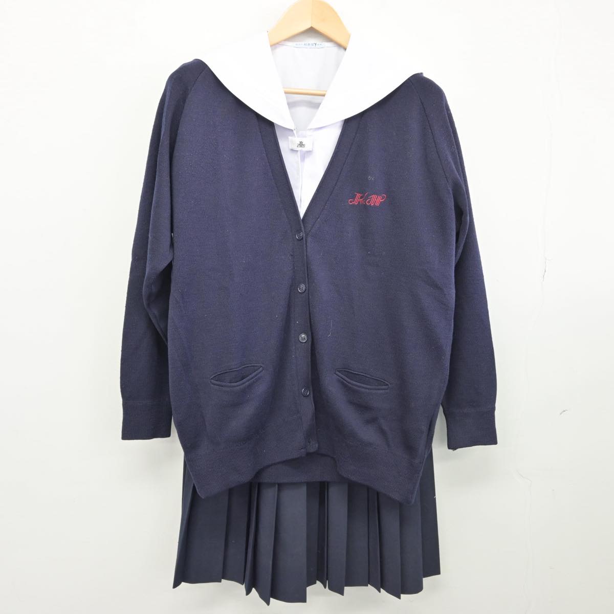 【中古】兵庫県 加古川東高等学校 女子制服 3点（セーラー服・ニット・スカート）sf032549