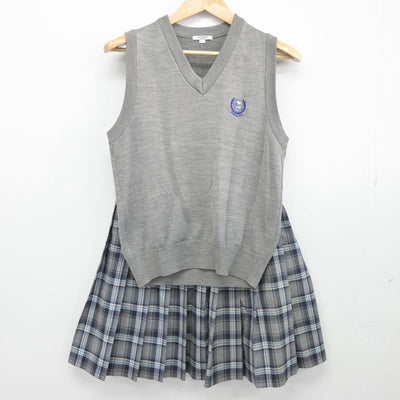 【中古】東京都 江北高等学校 女子制服 2点（ニットベスト・スカート）sf032555